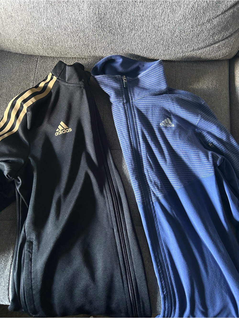 adidas Women's Black Jacket with Gold Stripes & Navy Performance Zip-Up set of 2